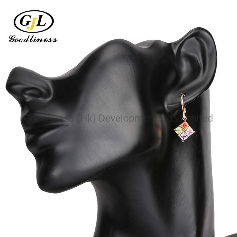 Fashionable Charming Double Crystal Square Earringsvintage Handmade Earings Jewelry