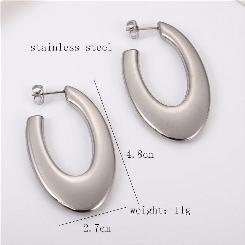 Latest Simple Fashion Jewelry Oval Shape Stainless Steel Earring