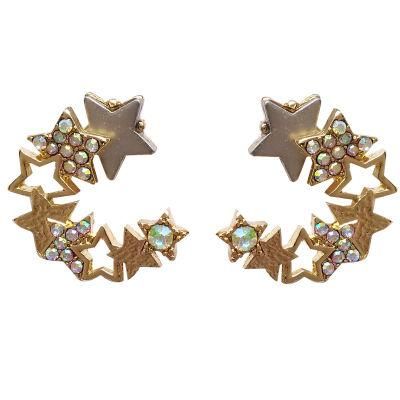 Fashion Trendy Star Half Moon Earrings Jewelry