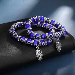 Fatima Hamsa Hand Evil Blue Eye Charms Strand Bracelets &amp; Bangles