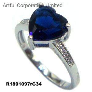 Blue Color Silver and Brass Ring