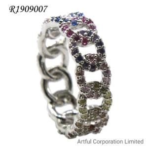 925 Sterling Silver&Brass Ring with Multi Color Fashion Ring Fashion Jewelry Ring