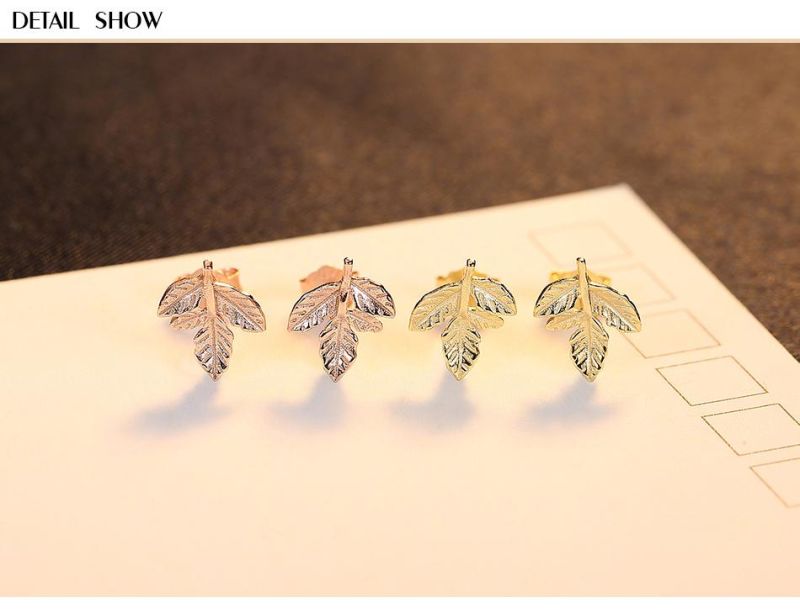 Cute Leaves Shape Mixed Gold Plated Tiny Stud Earrings