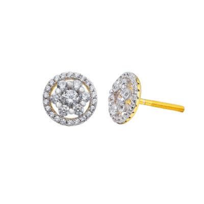 Hip Hop Round 925 Silver Inlaid Zircon Stud Earring