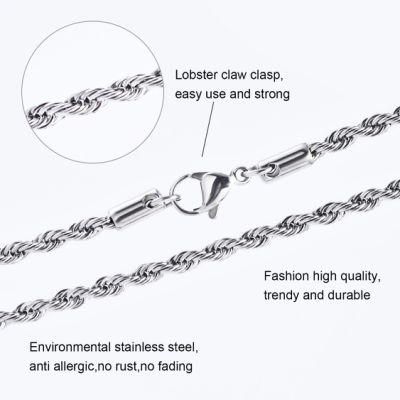 Fashion Accessories 18K Gold Plated Chain 2-6mm Twist Rope Box Necklace Jewelry for Hot Sell Jewelry