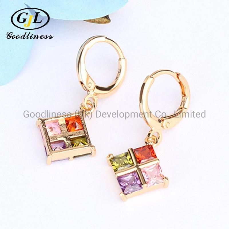Fashionable Charming Double Crystal Square Earringsvintage Handmade Earings Jewelry