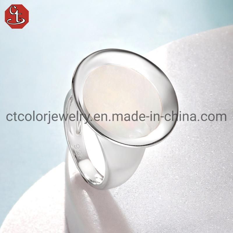 Fashion Silver Jewelry and Brass Jewelry with Mop Pearl Ring Earring Necklace for Women