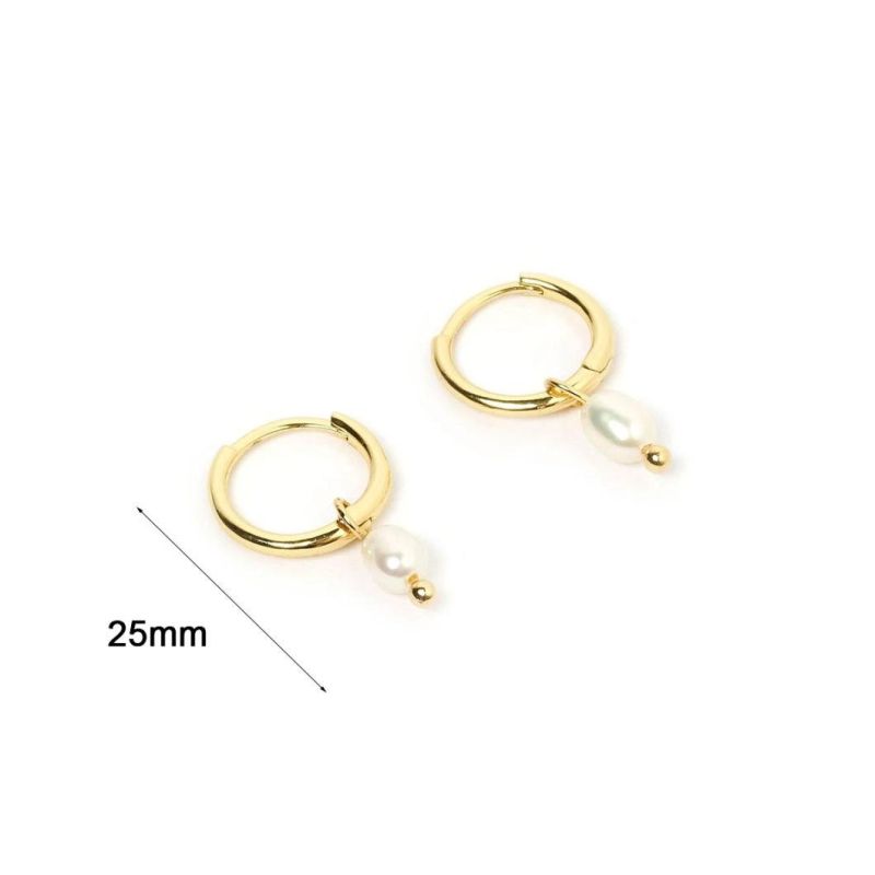 Fashion Custom 925 Sterling Silver Jewelry Simple Baroque Irregular Real Gold Plated Mother of Pearl Drop Earrings for Women