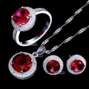 Fashion Luxury Ruby Jewelry Set in 925 Sterling Silver