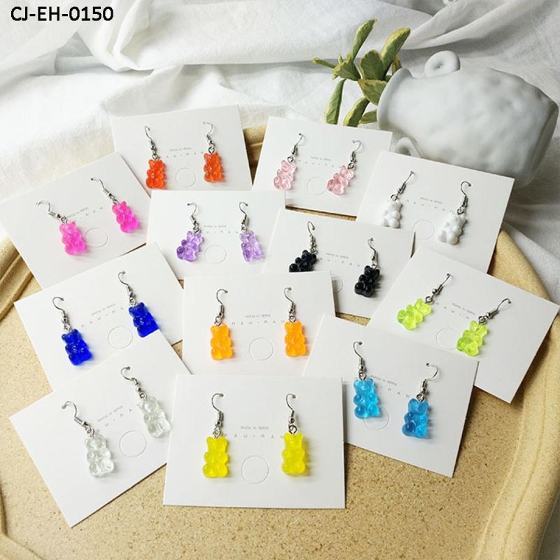 Factory Wholesale Gummy Colored Cartoon Gummy Bears Earrings, Ear Hooks, Ear Pins