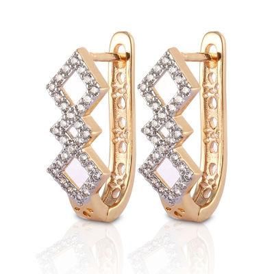 Costume Fashion Imitation 14K 18K Gold Plated Jewelry with CZ Pearl Huggie Hoop Earring for Women