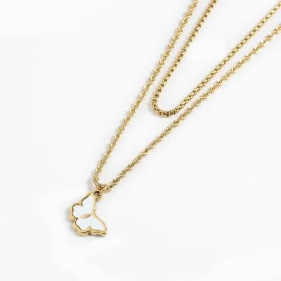 Manufacturer Custom High Quality Fashion jewellery Women Stainless Steel 18K Gold Plated No Fade Necklace