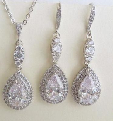 Wedding CZ Earring Necklace Jewelry, Bridal Jewelry, Bridesmaid Jewelry, Wedding Jewelry