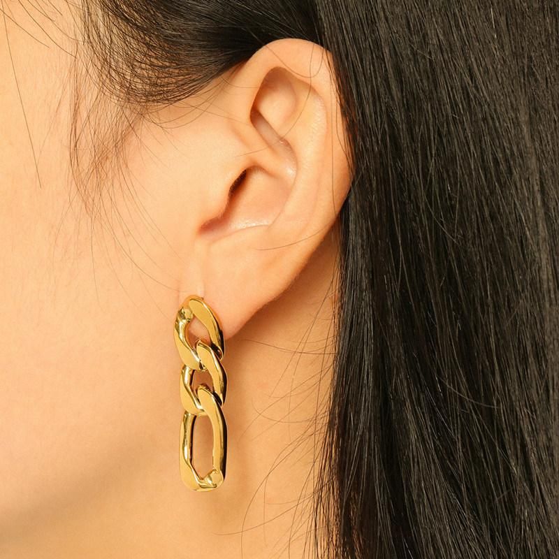 Stainless Steel Dangle Earring with 14K/18K Gold Plated and Steel Colour for Women Girls