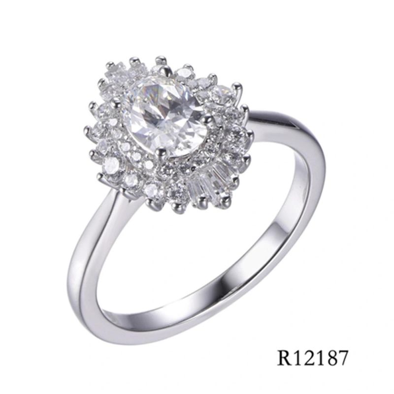 925 Sterling Silver Fashion Ladder Square Zircon Ring