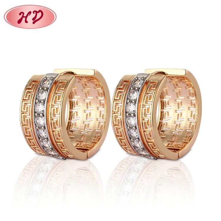 Fashion 18K Gold Plated Silver Jewelry Alloy Stud Drop Hoop Huggie CZ Earrings with Crystal for Women