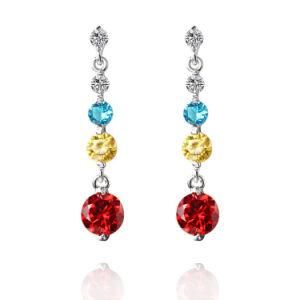 Fashion Jewelry Luxury Dangle Color CZ 925 Sterling Silver Earring