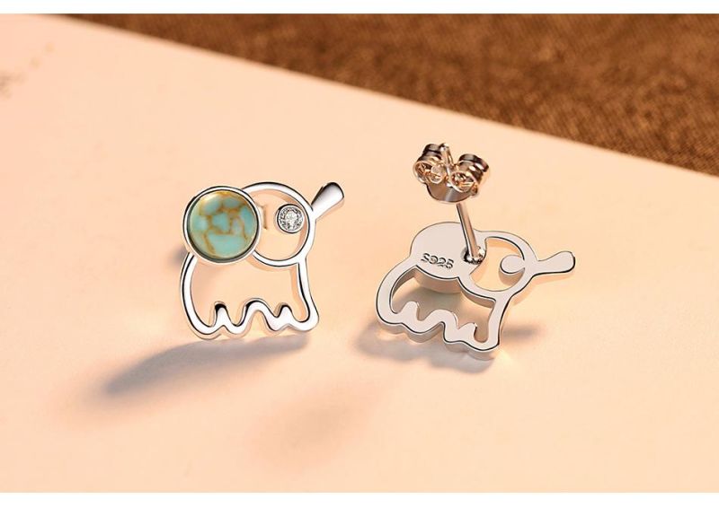 Fashion Jewelry Lovely Elephant Clip Earring Stud with Emerald Stones