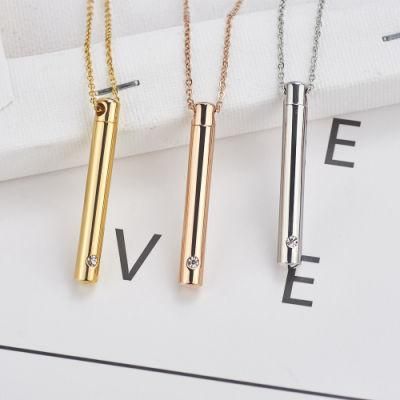 Commemorative Urn Pet Cremation Ashes Perfume Bottle Jewelry Series Gold Zircon CZ Necklace