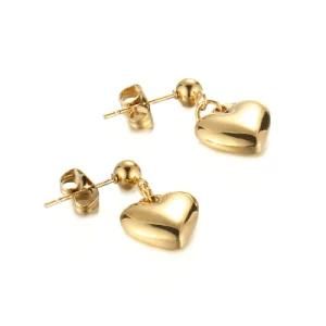 Heart-Shaped Gold-Plated Stainless Steel Earrings Stud