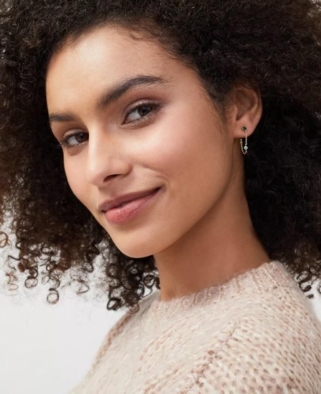 Fashion Personality Gemstone Chain Earrings Jewelry