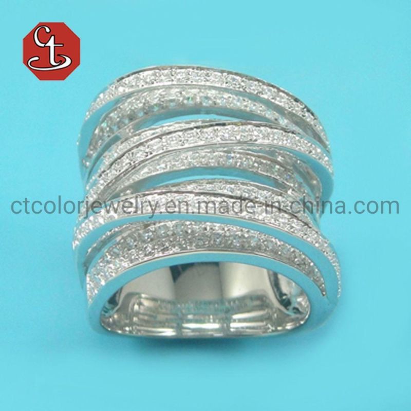 Luxury Women Ring AAA Cubic Zirconia Shiny Crystal Multi-Layered Design Fashion Jewelry for Wedding Party Dating Gift