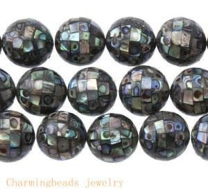 Faceted Round Ocean Shell Beads, Jewelry Abalone Paua Ball Beads