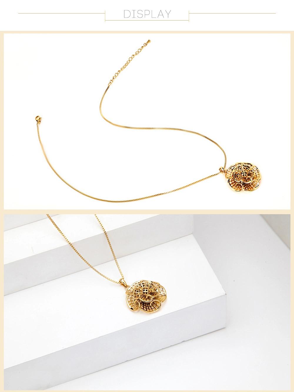 Hot Sale Gold Plated Fashion Jewellery Customize Copper/Stainless Steel Jewelry Flower Pendant Necklace