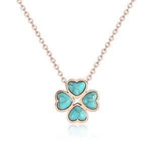 New Wholesale Women Rose Gold Plated Four-Leaf Clover Pendant Necklace