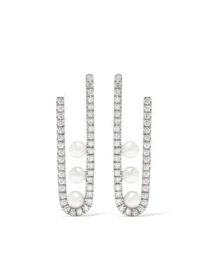 Fashion Temperament Zirconia Pearl U-Shaped Earrings Jewelry