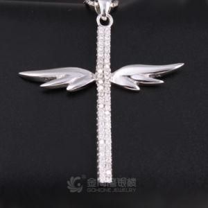 Fashion 925 Silver Cross Jewelry Pendant with Wings