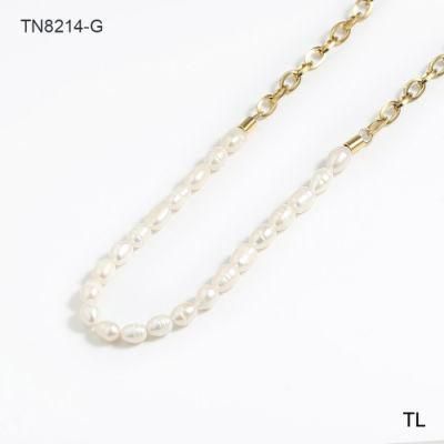 Factory Customized Fashion Jewelry Gold Filled Jewelry Stainless Steel Freshwater Pearls Necklace Charm Necklace