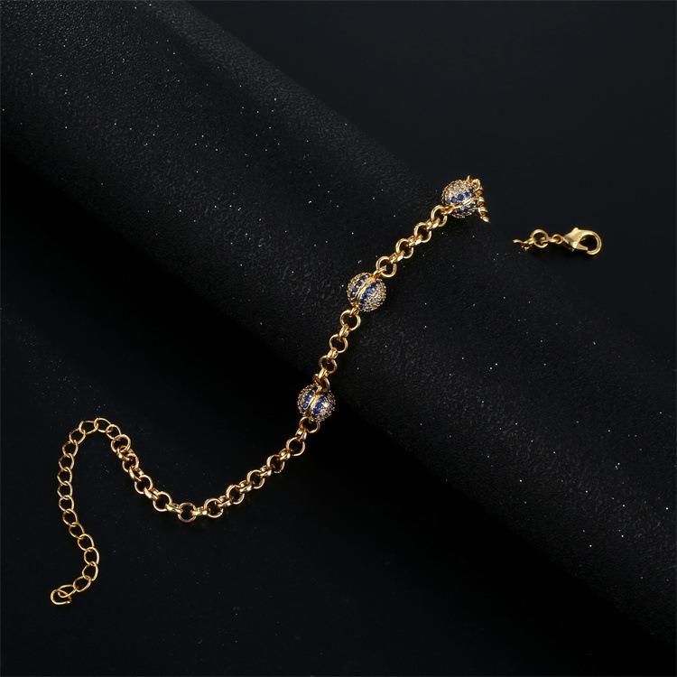 Fashion Micro Filling Blue Zircon Round Shape Bracelet Jewelry