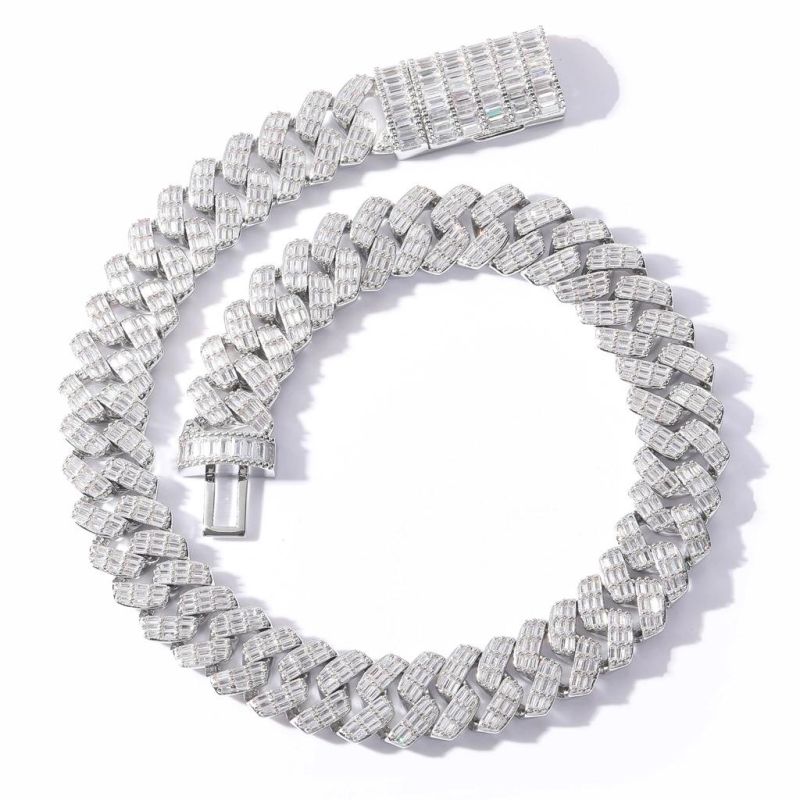 Miami 17mm Square Zircon Diamond Iced out Cuban Chain Mens Hip Hop Necklace Jewelry