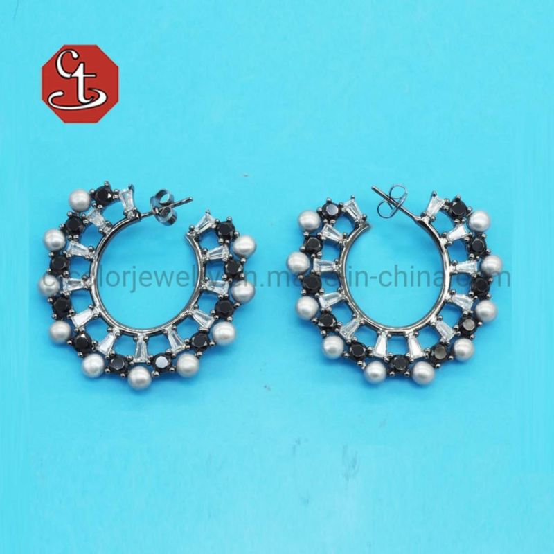 Fashion Shell Gray Pearls Stud Earrings Trendy C Shaped Aesthetic Personality Shell Pearl Earring