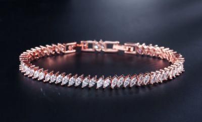 Rose Gold Pear Cut CZ Tennis Bracelet. Wedding Bridal CZ Bracelet, Fashion CZ Bracelet