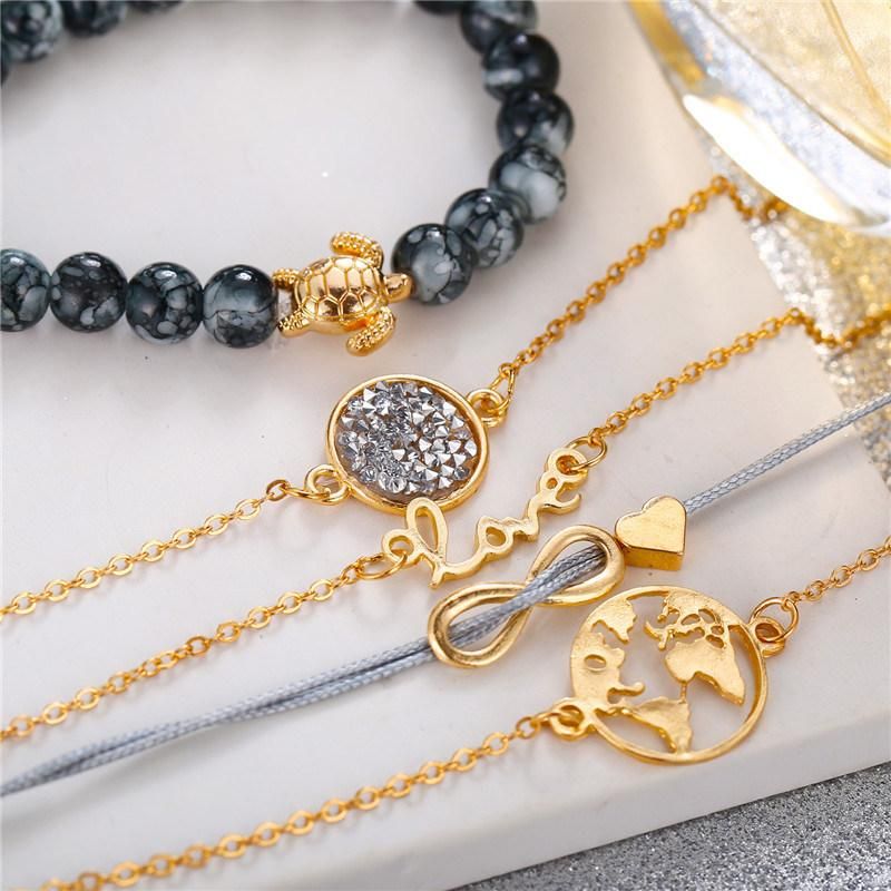 Fashion Jewelry Gifts Turtle Rope Chain Charm Bracelets Sets