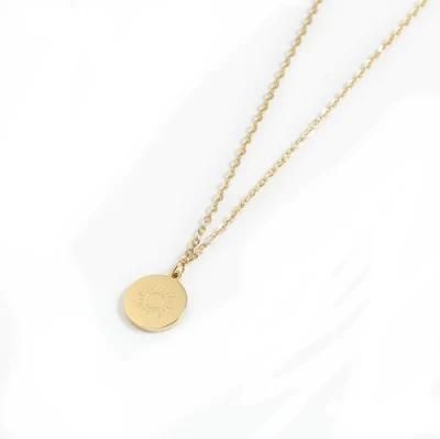 Manufacturer Custom Waterproof Jewelry New Arrivals Stainless Steel Sun Pattern Necklace 18K Gold Plated Jewelry Mom Necklace