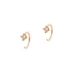 Dainty Mini CZ Open Cuff Hoop Drop Dangle Stud Earrings