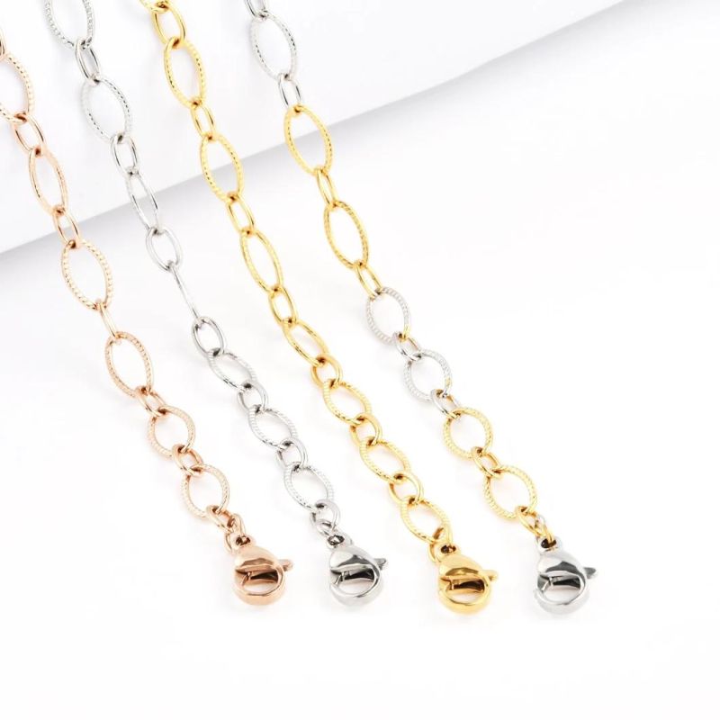 316L Stainless Steel 18K Gold Plated Hip Hop Decoration Chain Bracelet Necklace with Embossed for Craft Design