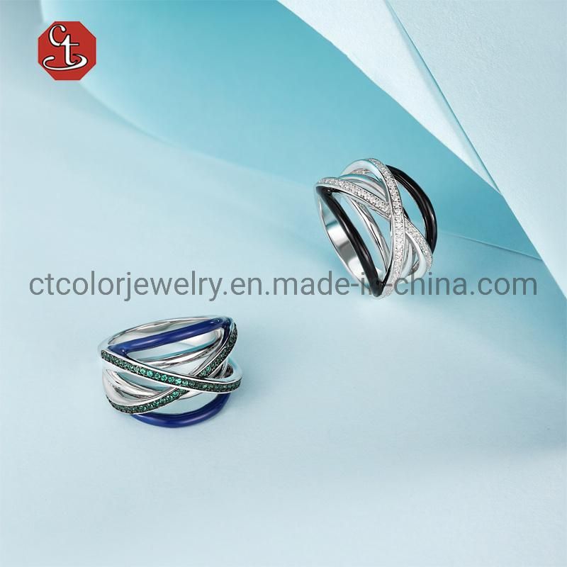 New fashion jewelry shining Ring synthetic grenn crystal Enamel Ring for gift