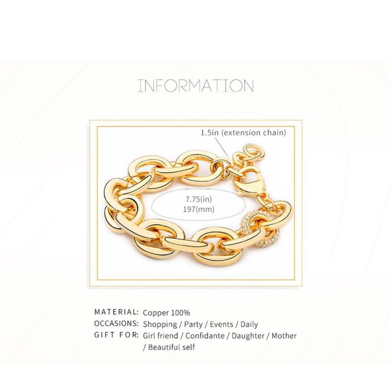 Unique Structure Chain Bracelet with Crystal Clear Rhineston