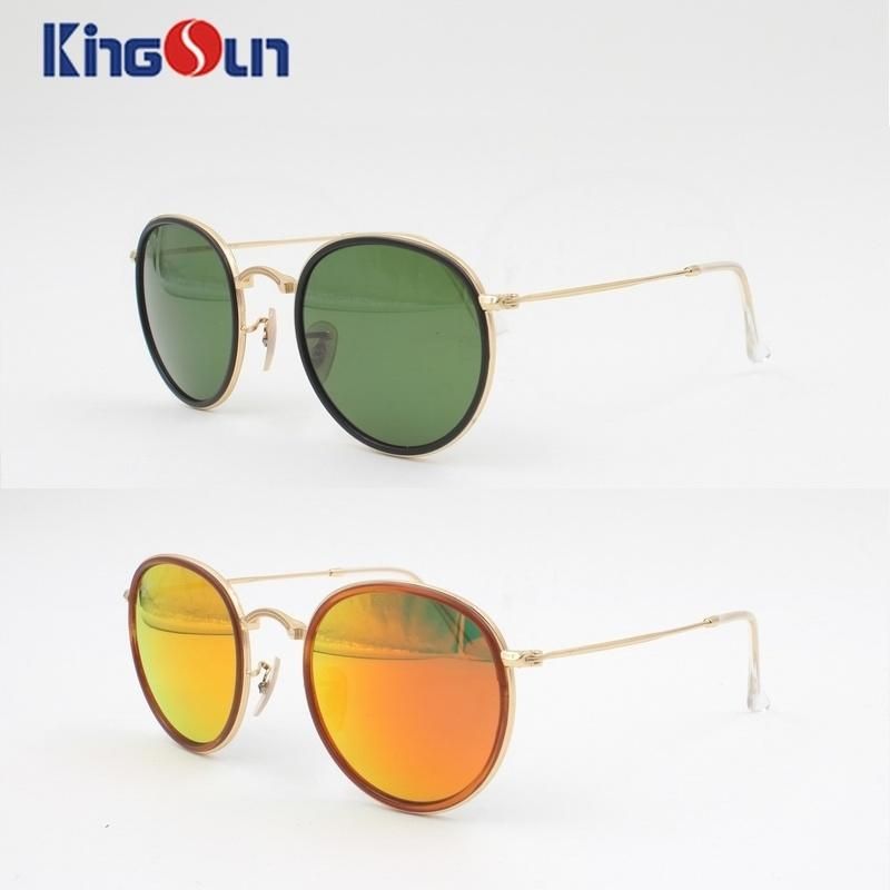 Plastic Rim Colorful Lens Fashion Sunglasses with Round Shape & Wire Temple Ks1141