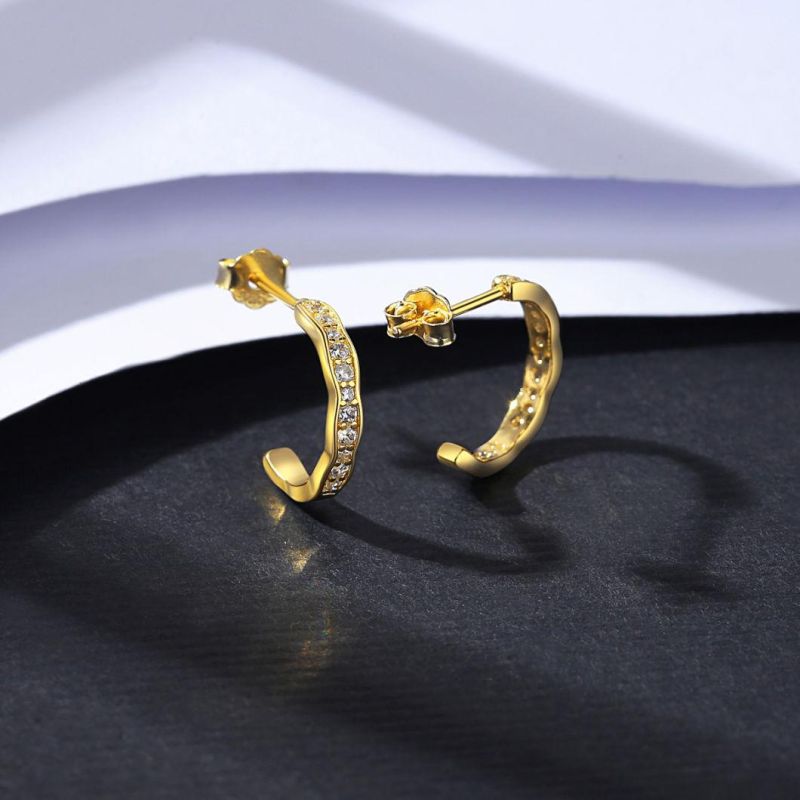 High Quality Wedding Gift Mens Circling Setting 925 Silver CZ Stone Earring