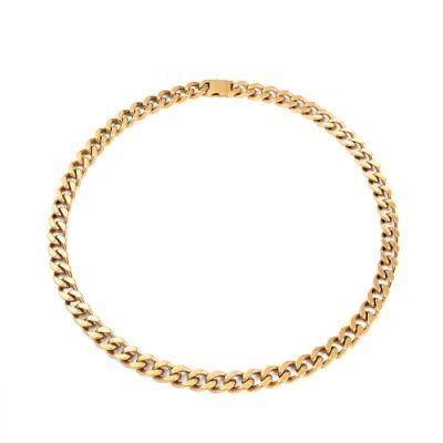 High Quality PVD Gold Plated Miami Chunky Stainless Steel Cuban Link Chain Box Clasp Hip Hop Necklace for Men