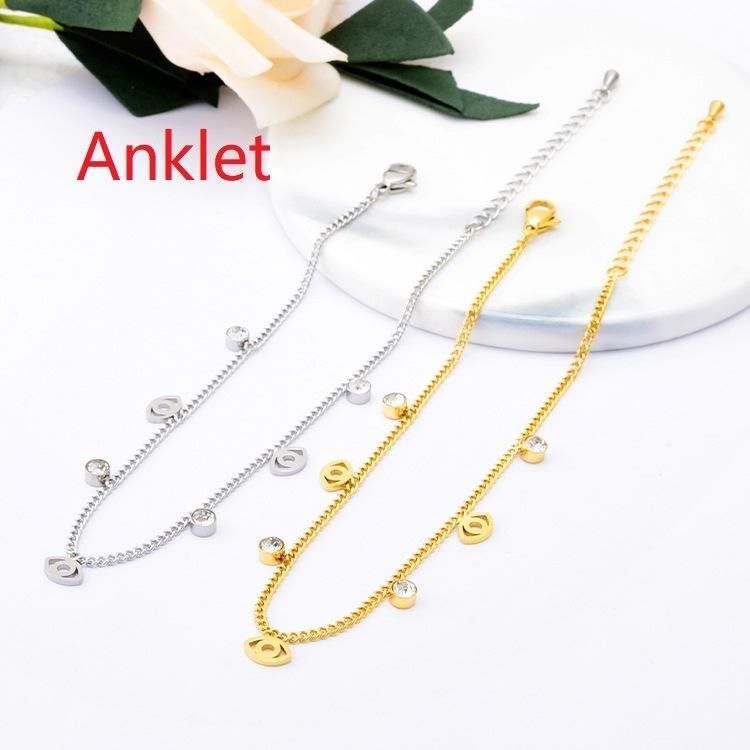 Manufacturer′s Customized Jewelry Stainless Steel Fashion Anklet Zircon Anklet Women′s Wholesale