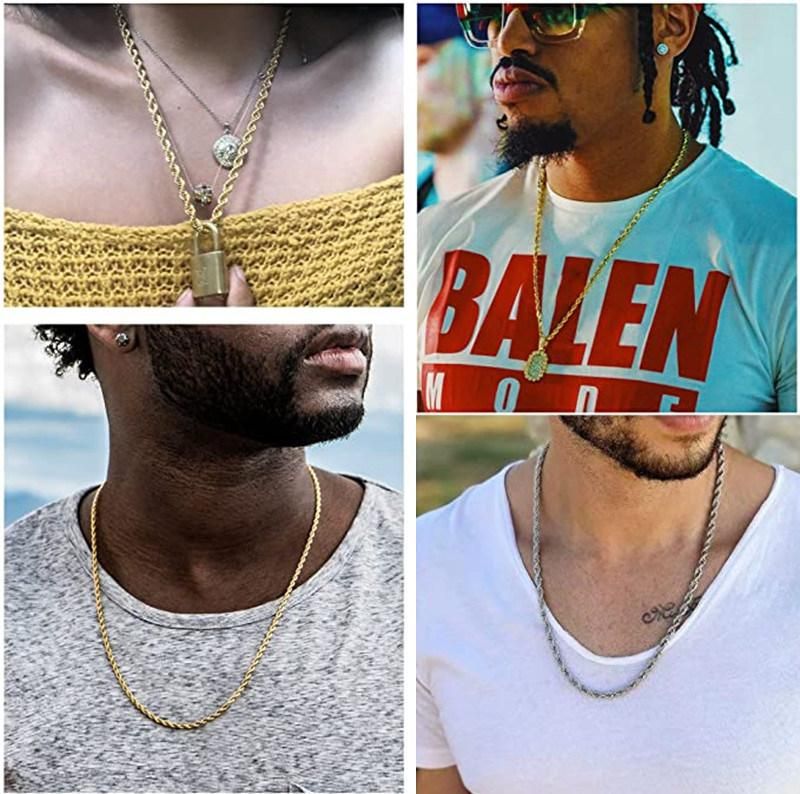 Twist Chain Necklace Stainless Steel Rope Chain Necklace 16-38 Inches for Men Women Jewelry