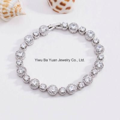 18K White Gold &amp; Rose Gold Plated Cubic Zirconia Classic Tennis Bracelet 7.5 Inch