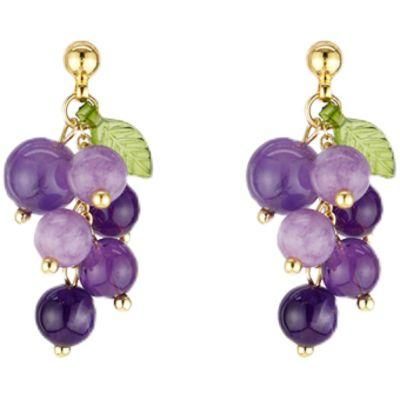 Fashion Jewellery Grape Earrings Purple Crystal Earrings
