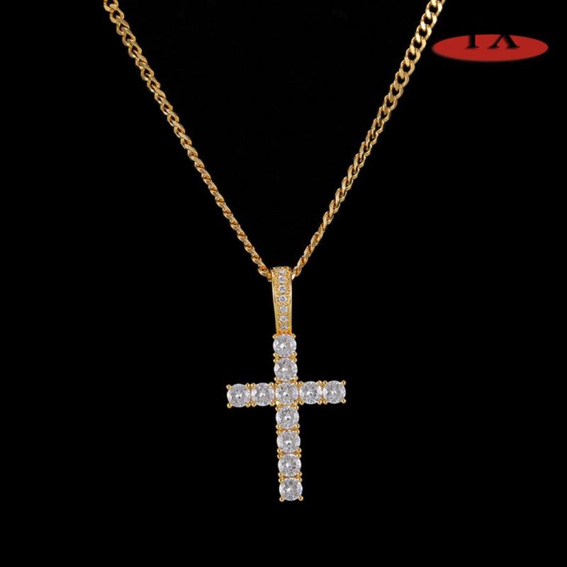 European and American Hip Hop Cross Pendant Necklace Bling